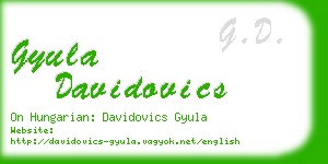 gyula davidovics business card